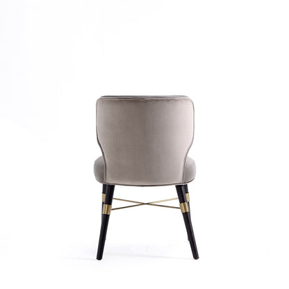 Manhattan Comfort - Strine Velvet and Leatherette Dining Chair with Wood Legs in Dark Taupe - Set of 2 - 2-DC045-DT veiw 5