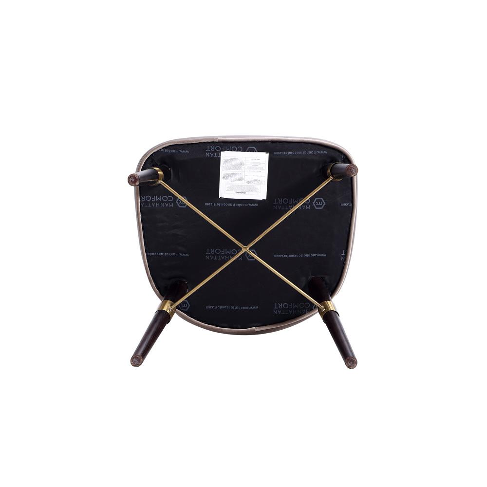 Manhattan Comfort - Strine Velvet and Leatherette Dining Chair with Wood Legs in Dark Taupe - Set of 2 - 2-DC045-DT veiw 7