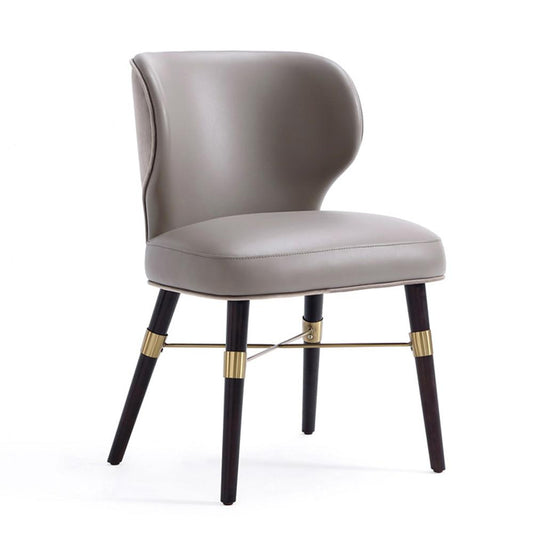 Manhattan Comfort - Strine Velvet and Leatherette Dining Chair with Wood Legs in Dark Taupe - DC045-DT veiw 1