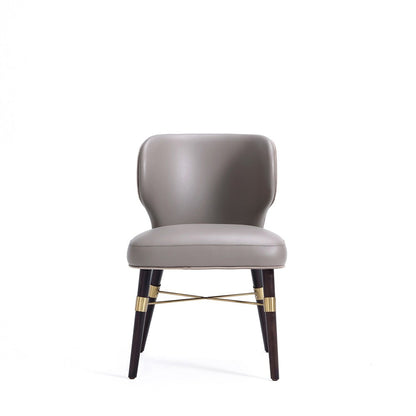 Manhattan Comfort - Strine Velvet and Leatherette Dining Chair with Wood Legs in Dark Taupe - DC045-DT veiw 2