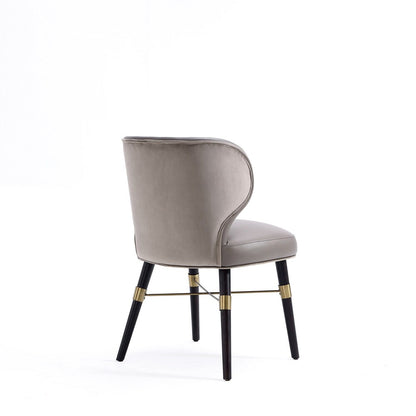 Manhattan Comfort - Strine Velvet and Leatherette Dining Chair with Wood Legs in Dark Taupe - DC045-DT veiw 3
