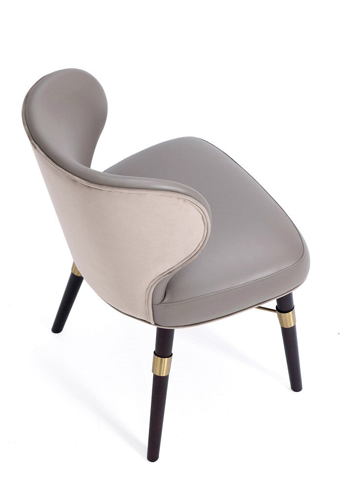 Manhattan Comfort - Strine Velvet and Leatherette Dining Chair with Wood Legs in Dark Taupe - DC045-DT veiw 4