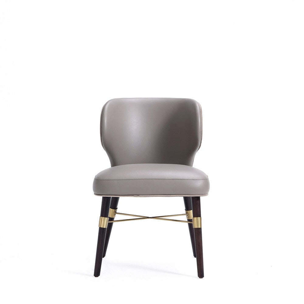 Manhattan Comfort - Strine Velvet and Leatherette Dining Chair with Wood Legs in Dark Taupe - DC045-DT veiw 5