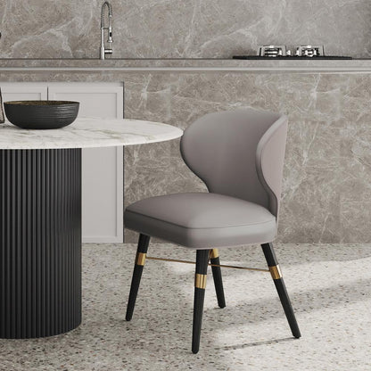 Manhattan Comfort - Strine Velvet and Leatherette Dining Chair with Wood Legs in Dark Taupe - DC045-DT veiw 8