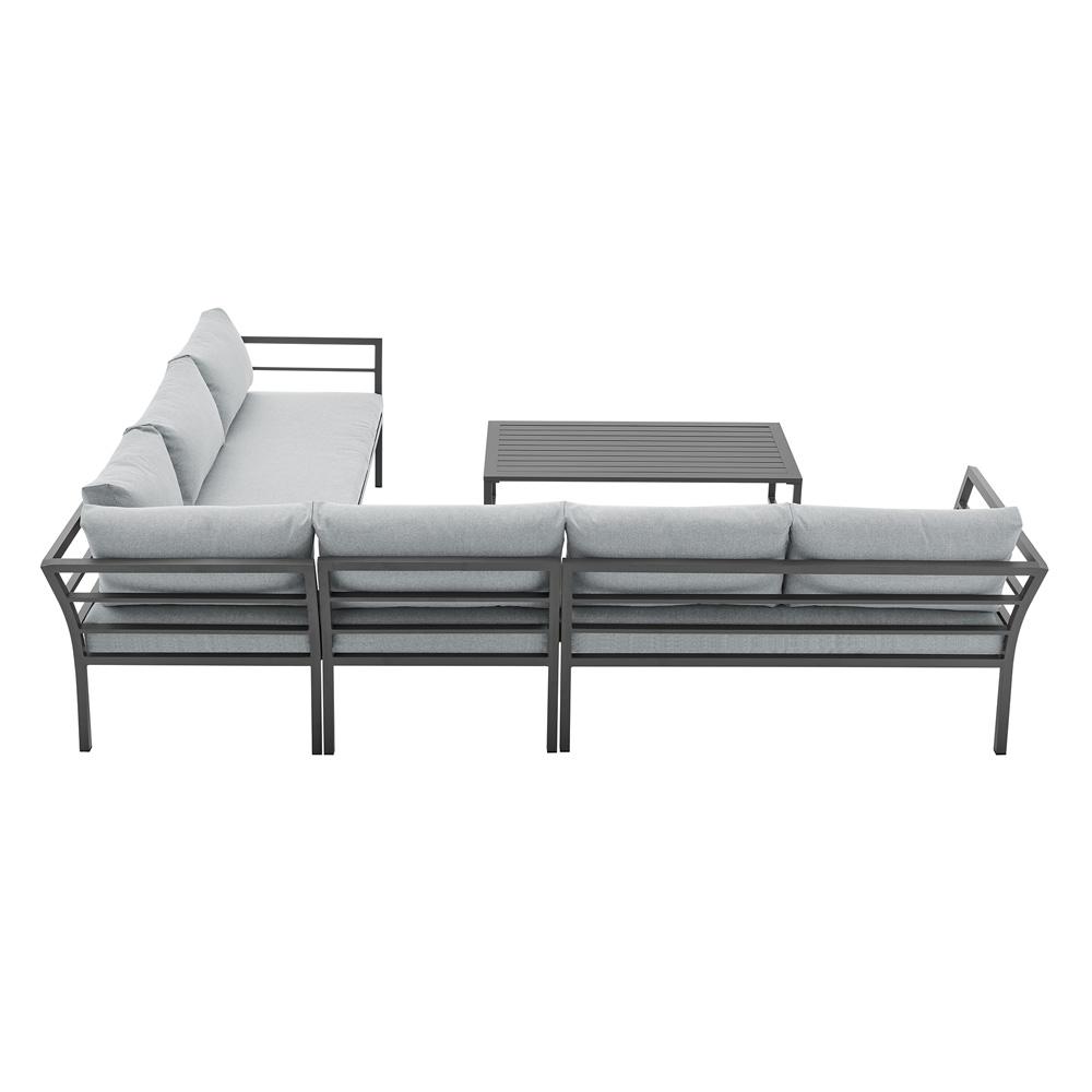 Manhattan Comfort - 5-Piece Sunnyside Polyester Corner Patio Conversation Set with Steel Legs in Grey - OD-CV026-GY veiw 4