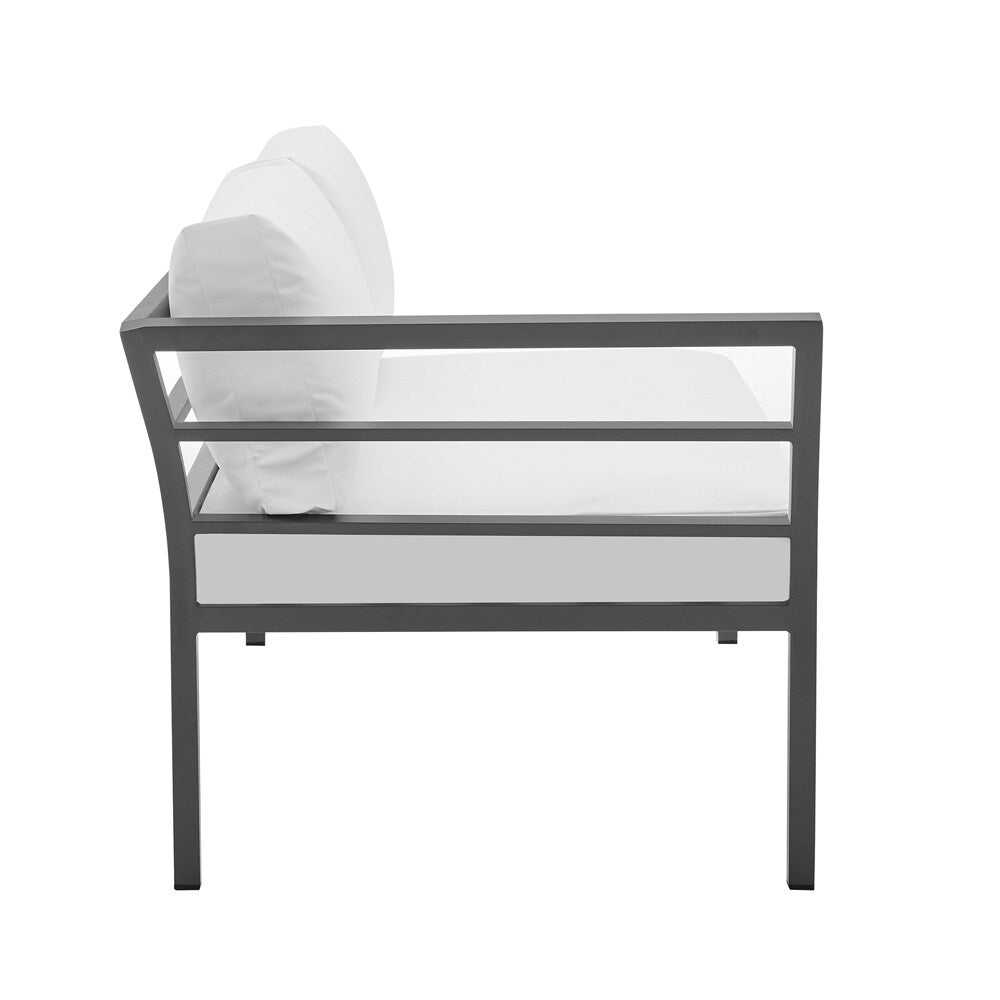 Manhattan Comfort - 5-Piece Sunnyside Polyester Corner Patio Conversation Set with Steel Legs in White - OD-CV026-WH veiw 6