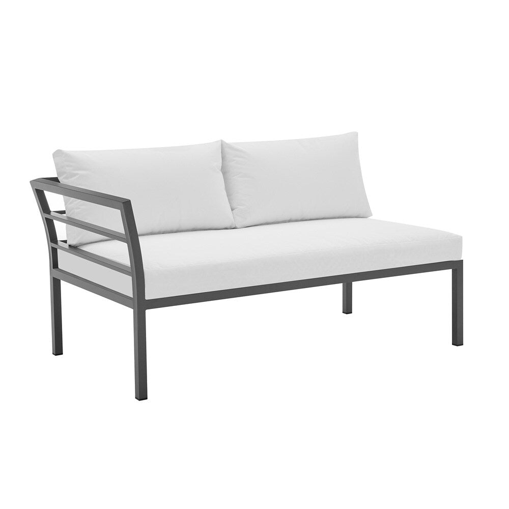 Manhattan Comfort - 5-Piece Sunnyside Polyester Corner Patio Conversation Set with Steel Legs in White - OD-CV026-WH veiw 7