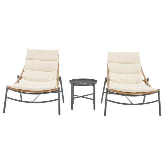 Manhattan Comfort - 3-Piece Sunset Polyester Patio Conversation Set with Steel Legs in Cream - OD-CV021-CR veiw 1