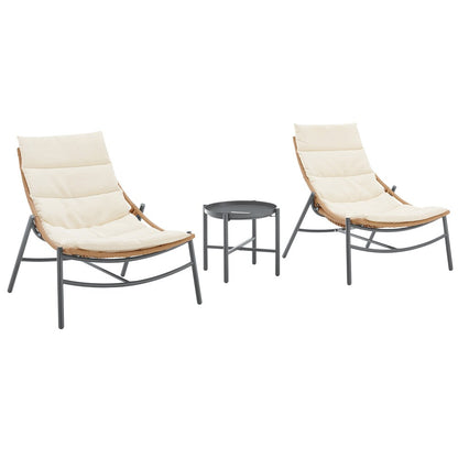 Manhattan Comfort - 3-Piece Sunset Polyester Patio Conversation Set with Steel Legs in Cream - OD-CV021-CR veiw 2