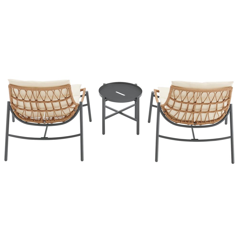 Manhattan Comfort - 3-Piece Sunset Polyester Patio Conversation Set with Steel Legs in Cream - OD-CV021-CR veiw 4