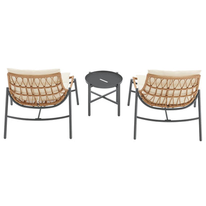 Manhattan Comfort - 3-Piece Sunset Polyester Patio Conversation Set with Steel Legs in Cream - OD-CV021-CR veiw 4