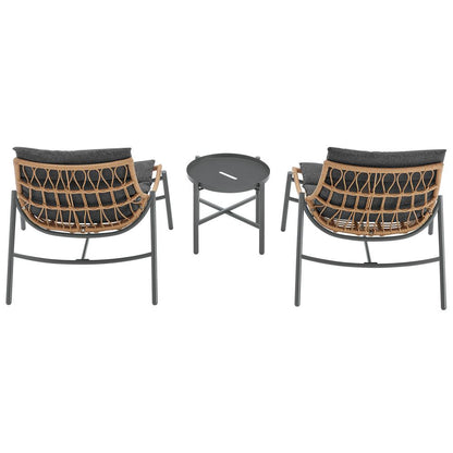 Manhattan Comfort - 3-Piece Sunset Polyester Patio Conversation Set with Steel Legs in Grey - OD-CV021-GY veiw 4