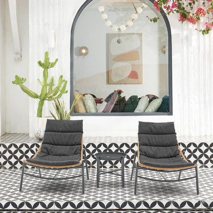 Manhattan Comfort - 3-Piece Sunset Polyester Patio Conversation Set with Steel Legs in Grey - OD-CV021-GY veiw 9