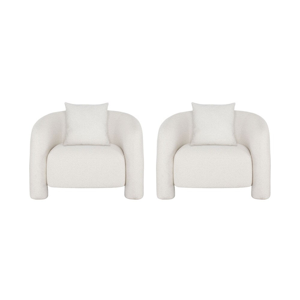 Manhattan Comfort - Sylvia Tweed Accent Chair with Pine Wood Legs in Angora - Set of 2 - 2-AC070-AN veiw 1