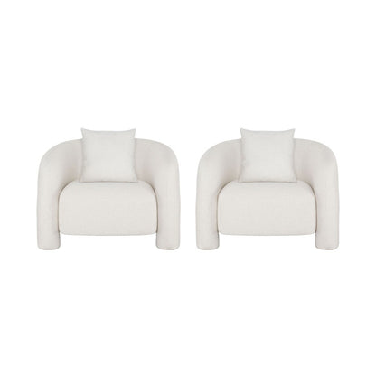 Manhattan Comfort - Sylvia Tweed Accent Chair with Pine Wood Legs in Angora - Set of 2 - 2-AC070-AN veiw 1