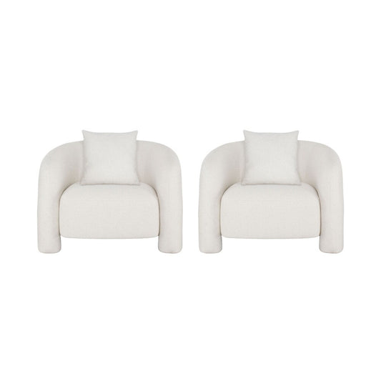 Manhattan Comfort - Sylvia Tweed Accent Chair with Pine Wood Legs in Angora - Set of 2 - 2-AC070-AN veiw 1