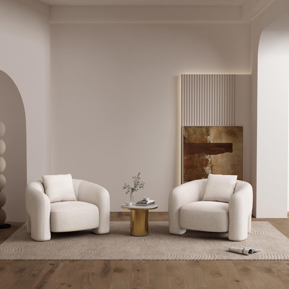 Manhattan Comfort - Sylvia Tweed Accent Chair with Pine Wood Legs in Angora - Set of 2 - 2-AC070-AN veiw 7