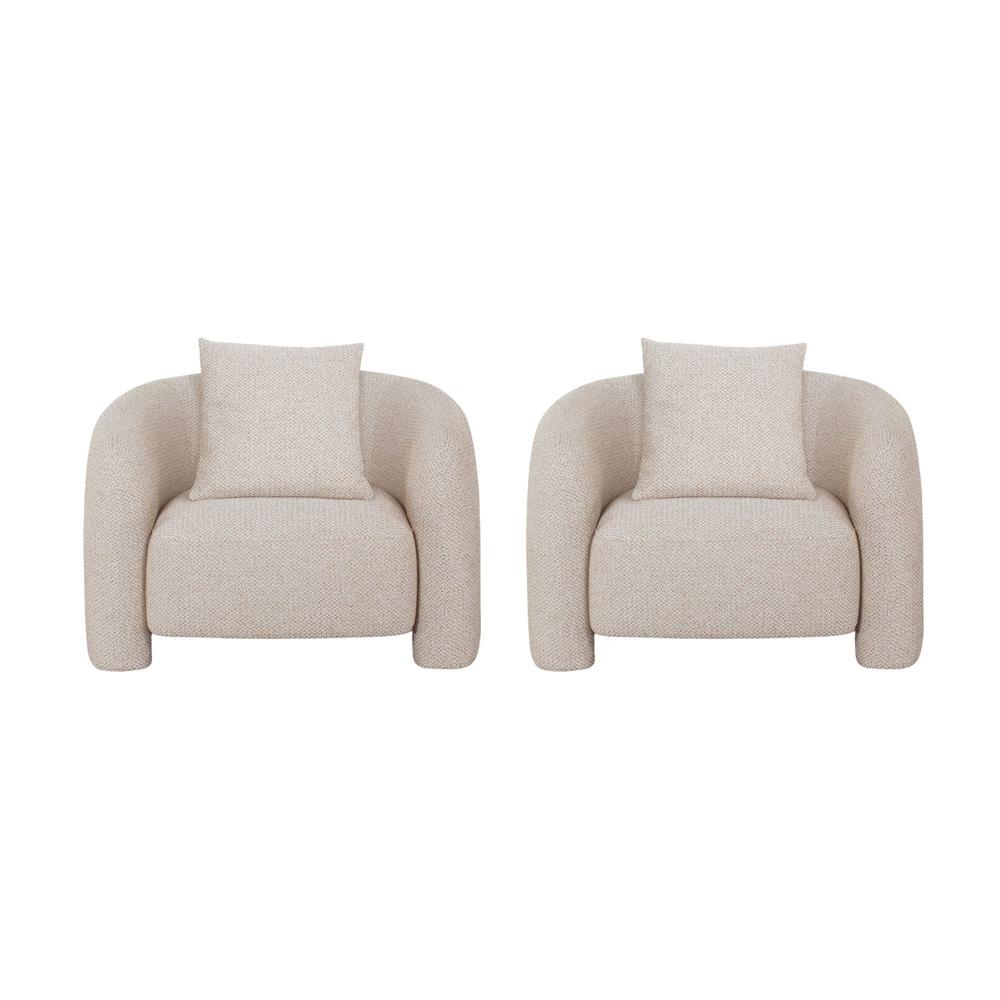 Manhattan Comfort - Sylvia Tweed Accent Chair with Pine Wood Legs in Gold Dust - Set of 2 - 2-AC070-GD veiw 1