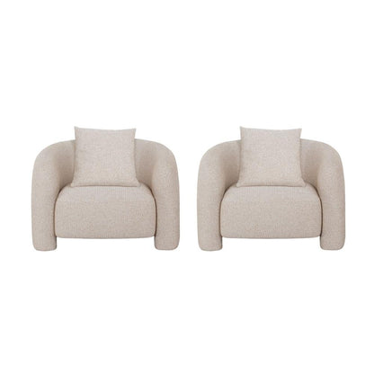 Manhattan Comfort - Sylvia Tweed Accent Chair with Pine Wood Legs in Gold Dust - Set of 2 - 2-AC070-GD veiw 1