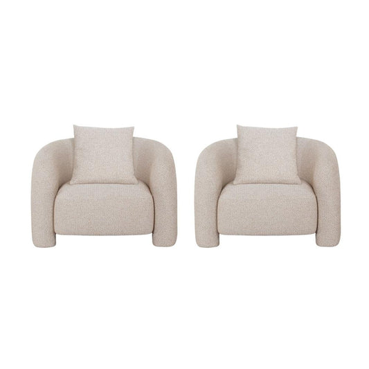 Manhattan Comfort - Sylvia Tweed Accent Chair with Pine Wood Legs in Gold Dust - Set of 2 - 2-AC070-GD veiw 1
