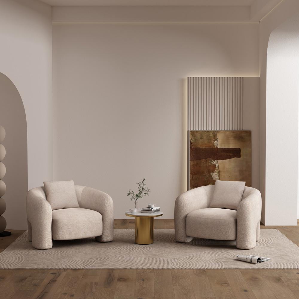 Manhattan Comfort - Sylvia Tweed Accent Chair with Pine Wood Legs in Gold Dust - Set of 2 - 2-AC070-GD veiw 7