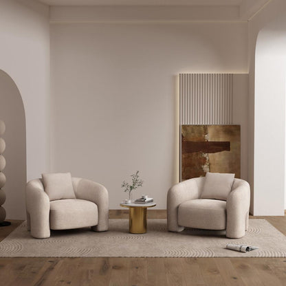 Manhattan Comfort - Sylvia Tweed Accent Chair with Pine Wood Legs in Gold Dust - Set of 2 - 2-AC070-GD veiw 7