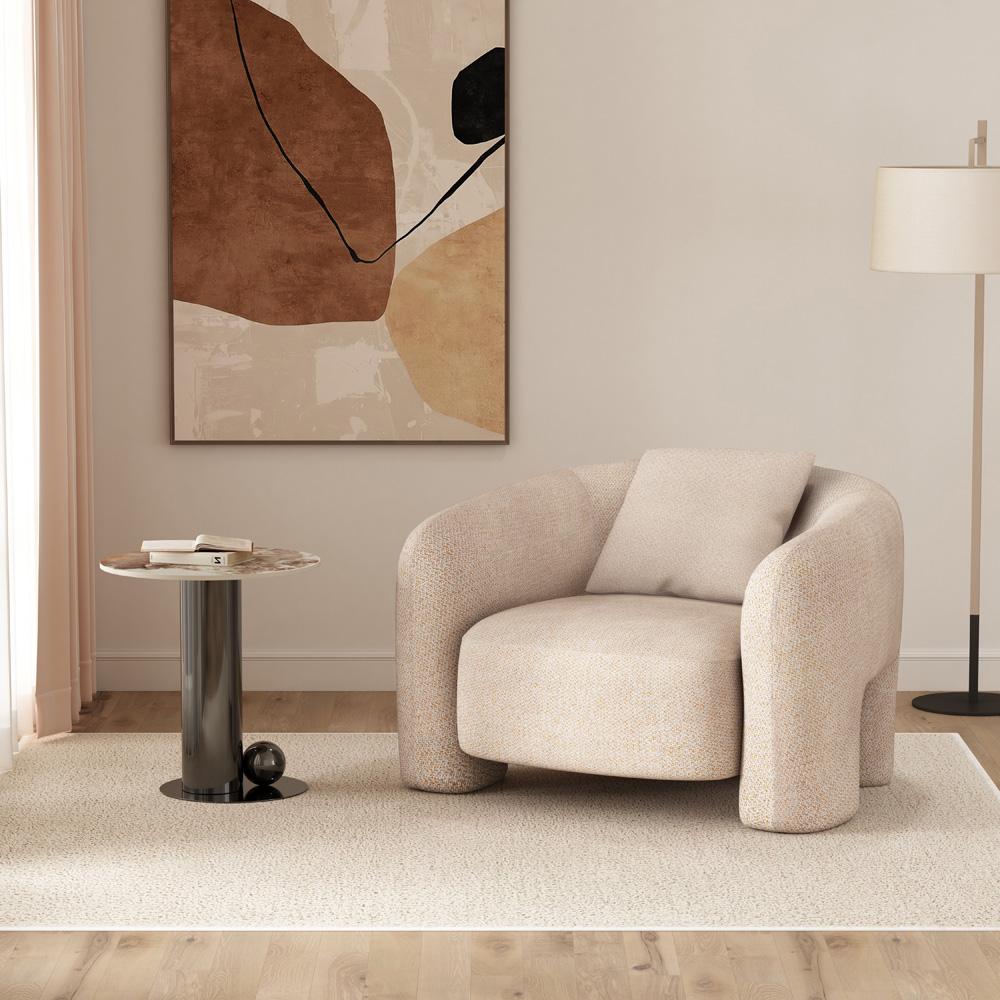 Manhattan Comfort - Sylvia Tweed Accent Chair with Pine Wood Legs in Gold Dust - AC070-GD veiw 8
