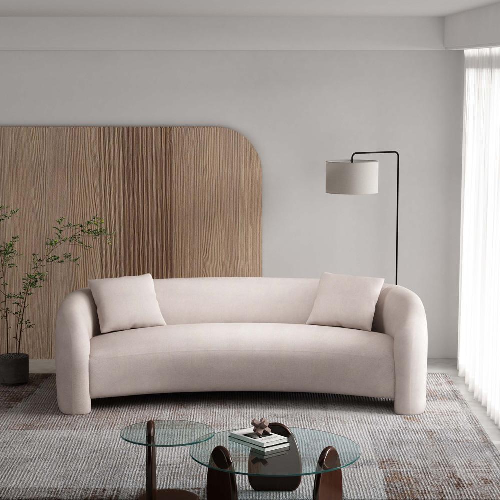 Manhattan Comfort - Sylvia Tweed Sofa with Pine Wood Legs in Angora - SF017-AN veiw 9