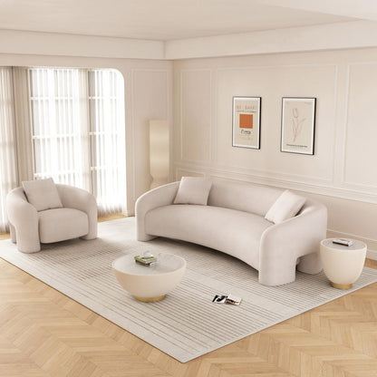 Manhattan Comfort - Sylvia Tweed Sofa and Accent Chair with Pine Wood Legs in Angora - Set of 2 - 2-SFAC1770-AN veiw 12