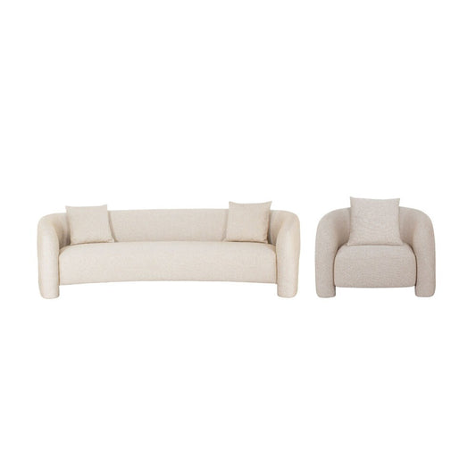 Manhattan Comfort - Sylvia Tweed Sofa and Accent Chair with Pine Wood Legs in Gold Dust - Set of 2 - 2-SFAC1770-GD veiw 1