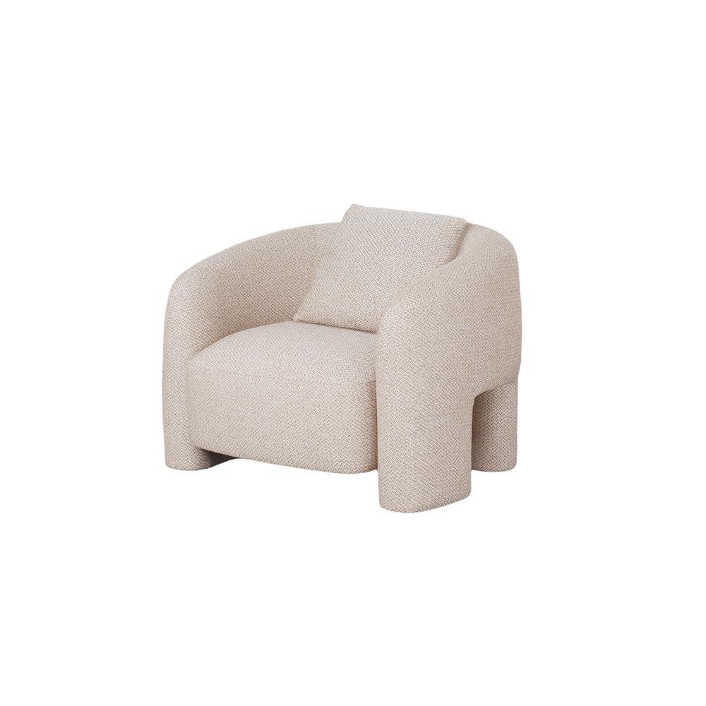 Manhattan Comfort - Sylvia Tweed Sofa and Accent Chair with Pine Wood Legs in Gold Dust - Set of 2 - 2-SFAC1770-GD veiw 3