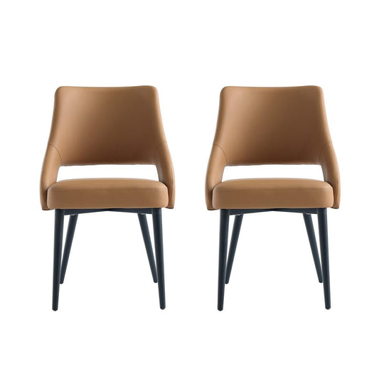 Manhattan Comfort - Tremont Leatherette Dining Chair with Metal Legs in Saddle - Set of 2 - 2-DC104-SD veiw 1