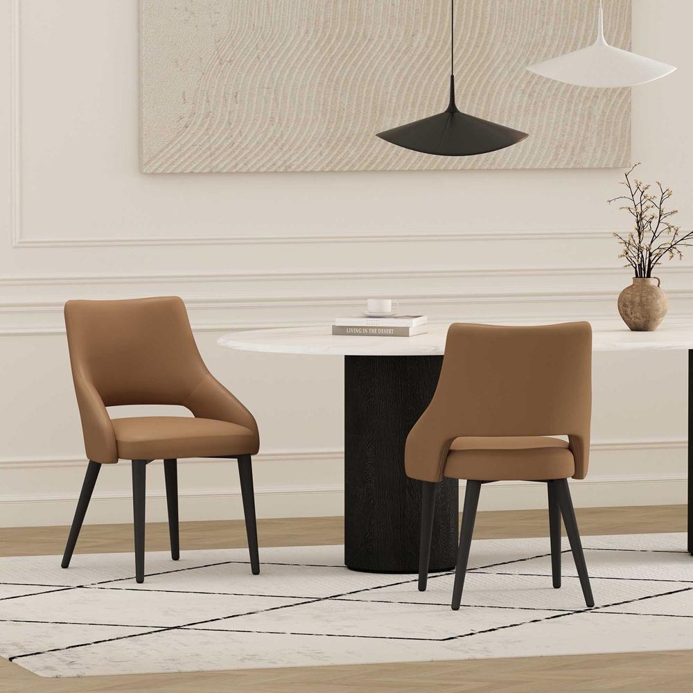 Manhattan Comfort - Tremont Leatherette Dining Chair with Metal Legs in Saddle - Set of 2 - 2-DC104-SD veiw 8