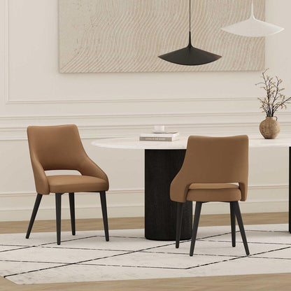 Manhattan Comfort - Tremont Leatherette Dining Chair with Metal Legs in Saddle - Set of 2 - 2-DC104-SD veiw 8
