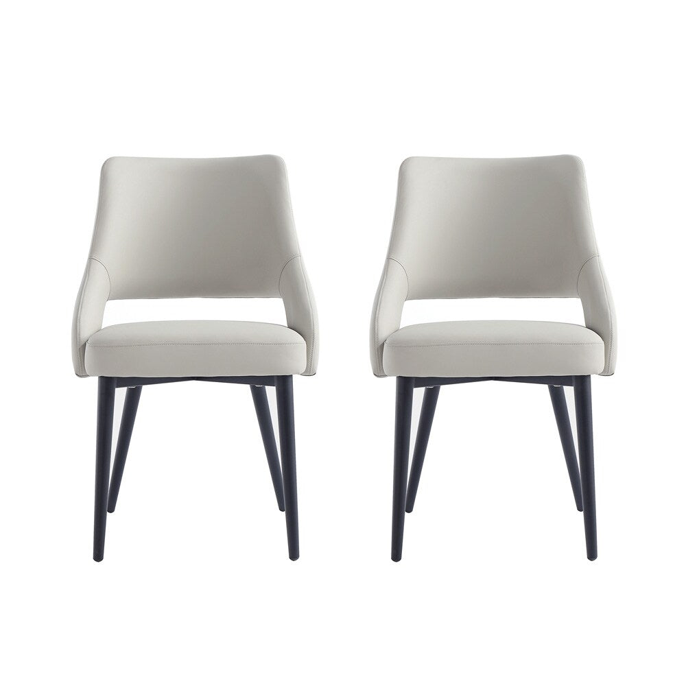 Manhattan Comfort - Tremont Leatherette Dining Chair with Metal Legs in Stone - Set of 2 - 2-DC104-ST veiw 1