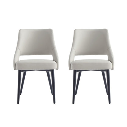 Manhattan Comfort - Tremont Leatherette Dining Chair with Metal Legs in Stone - Set of 2 - 2-DC104-ST veiw 1