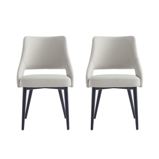 Manhattan Comfort - Tremont Leatherette Dining Chair with Metal Legs in Stone - Set of 2 - 2-DC104-ST veiw 1