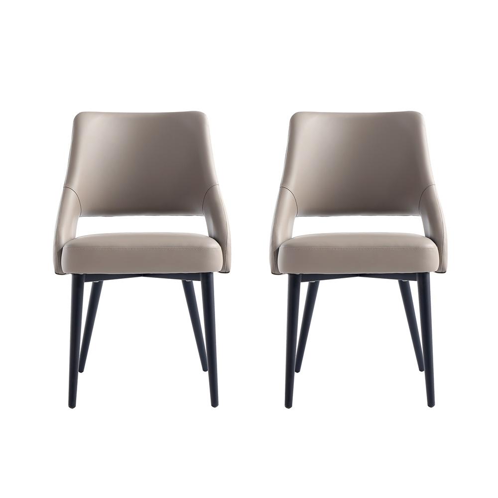 Manhattan Comfort - Tremont Leatherette Dining Chair with Metal Legs in Taupe - Set of 2 - 2-DC104-TP veiw 1