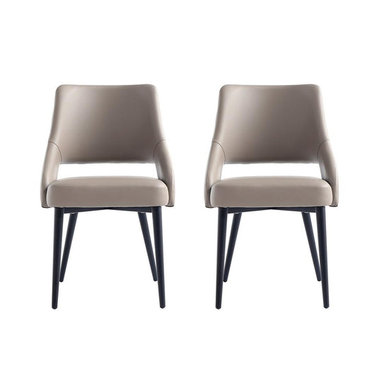 Manhattan Comfort - Tremont Leatherette Dining Chair with Metal Legs in Taupe - Set of 2 - 2-DC104-TP veiw 1