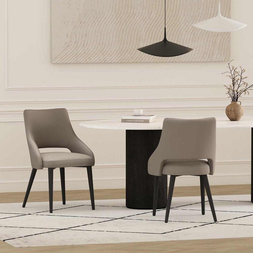 Manhattan Comfort - Tremont Leatherette Dining Chair with Metal Legs in Taupe - Set of 2 - 2-DC104-TP veiw 8