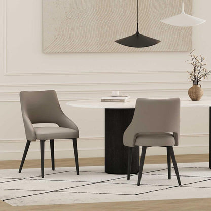Manhattan Comfort - Tremont Leatherette Dining Chair with Metal Legs in Taupe - Set of 2 - 2-DC104-TP veiw 8