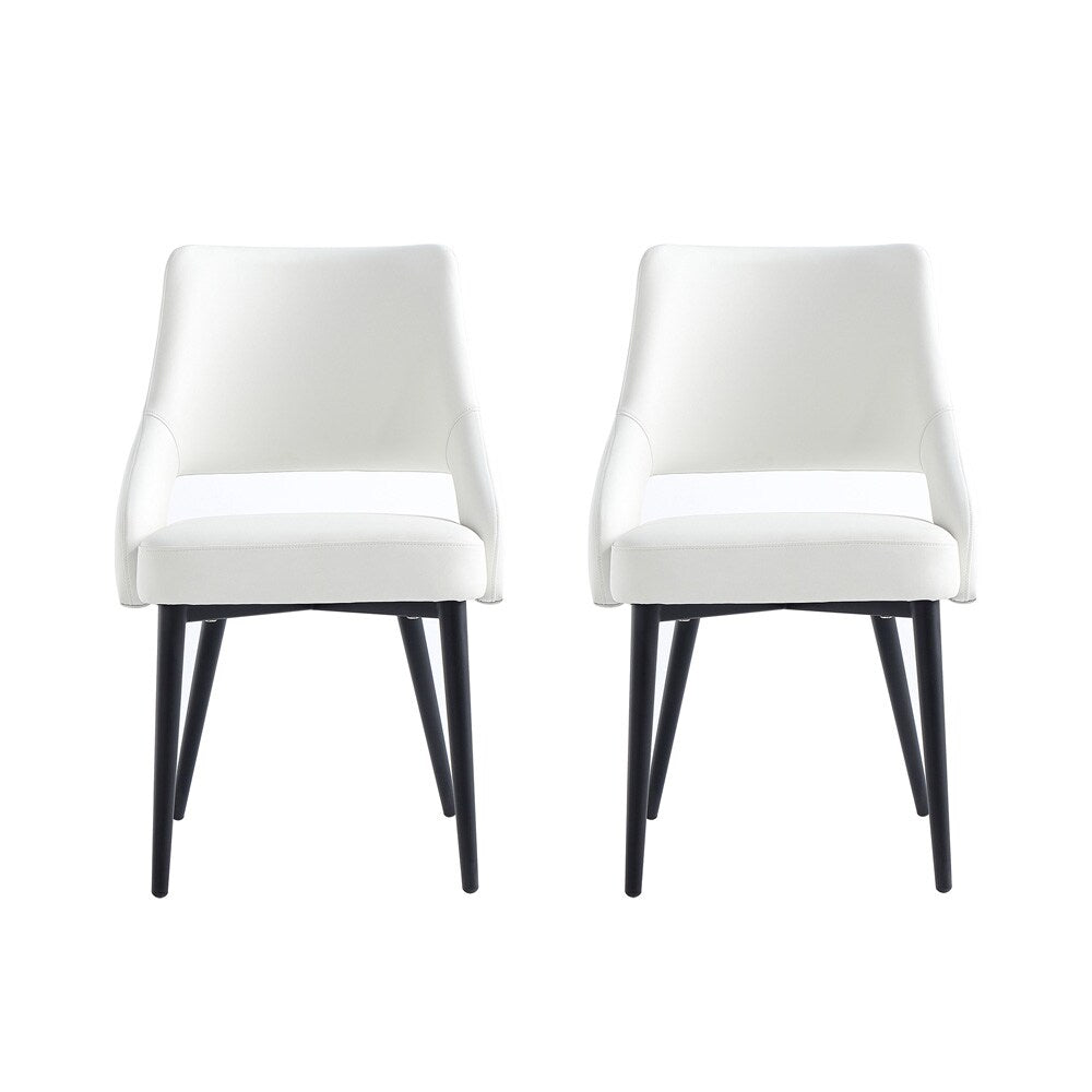 Manhattan Comfort - Tremont Leatherette Dining Chair with Metal Legs in White - Set of 2 - 2-DC104-WH veiw 1
