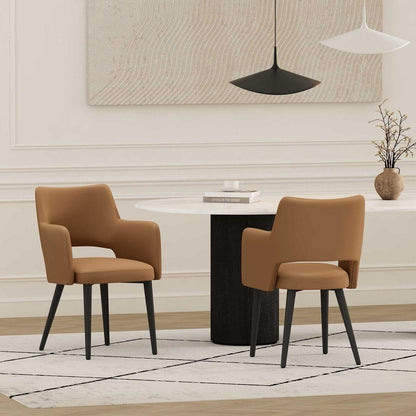 Manhattan Comfort - Tremont Leatherette Dining Arm Chair with Metal Legs in Saddle - Set of 2 - 2-DC104AR-SD veiw 8