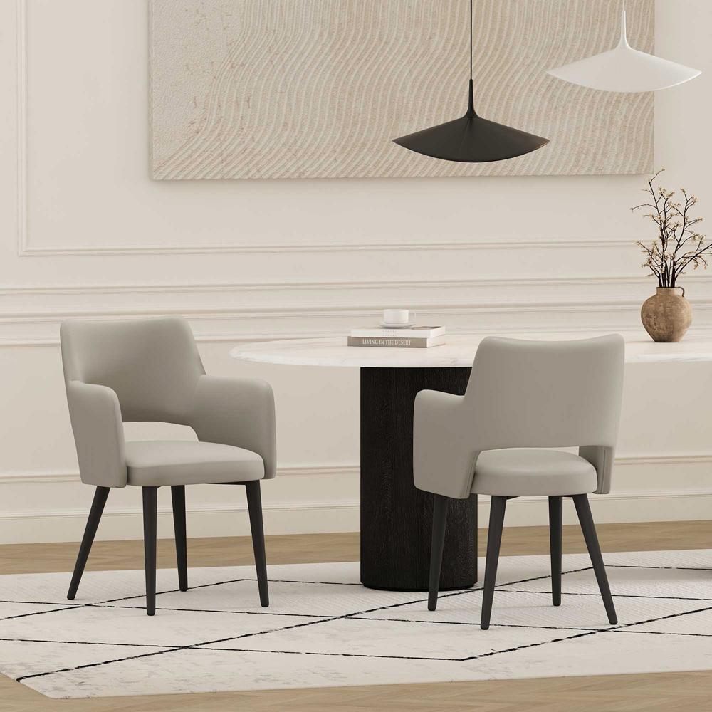 Manhattan Comfort - Tremont Leatherette Dining Arm Chair with Metal Legs in Stone - Set of 2 - 2-DC104AR-ST veiw 8