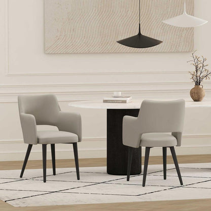 Manhattan Comfort - Tremont Leatherette Dining Arm Chair with Metal Legs in Stone - Set of 2 - 2-DC104AR-ST veiw 8