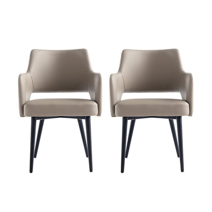 Manhattan Comfort - Tremont Leatherette Dining Arm Chair with Metal Legs in Taupe - Set of 2 - 2-DC104AR-TP veiw 1