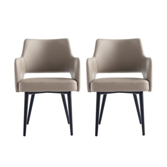 Manhattan Comfort - Tremont Leatherette Dining Arm Chair with Metal Legs in Taupe - Set of 2 - 2-DC104AR-TP veiw 1