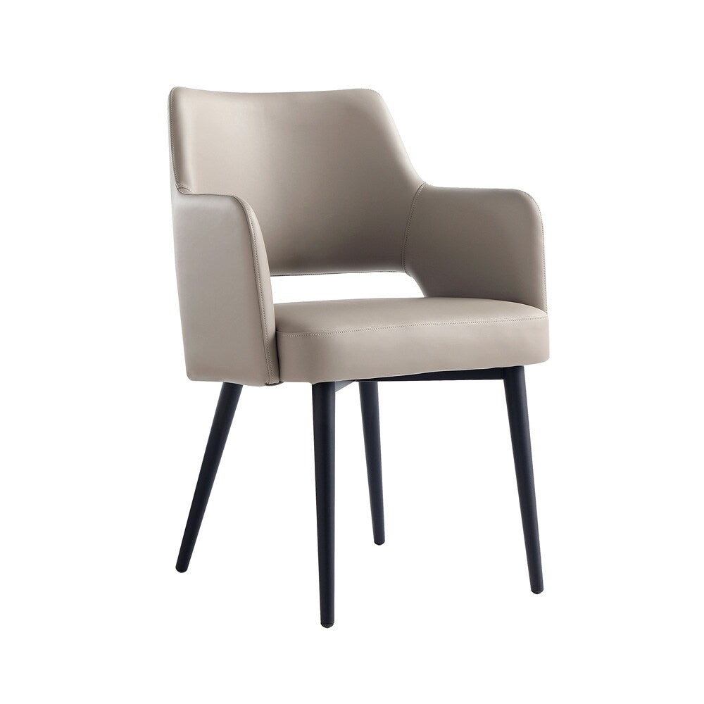 Manhattan Comfort - Tremont Leatherette Dining Arm Chair with Metal Legs in Taupe - Set of 2 - 2-DC104AR-TP veiw 2