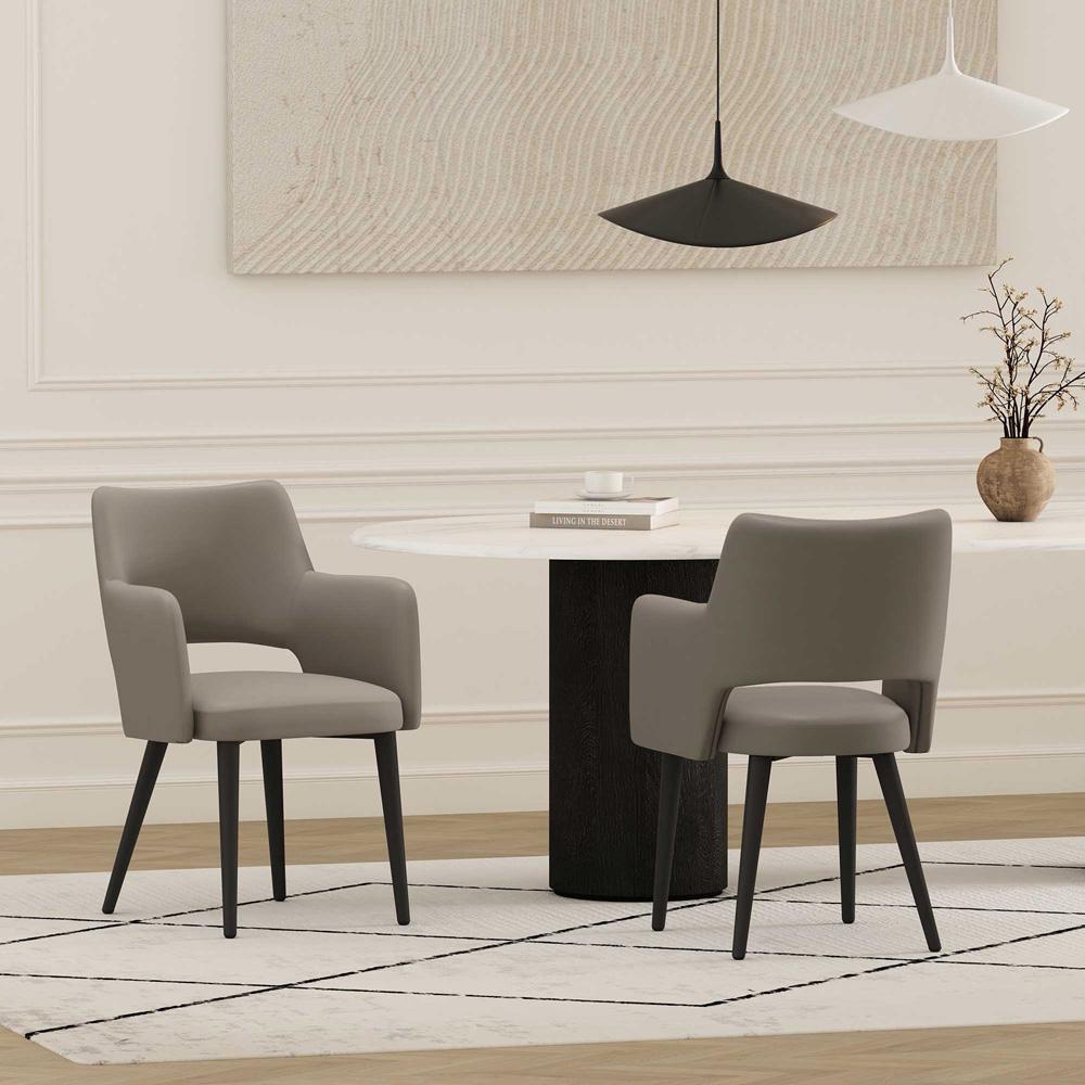 Manhattan Comfort - Tremont Leatherette Dining Arm Chair with Metal Legs in Taupe - Set of 2 - 2-DC104AR-TP veiw 8