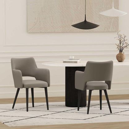 Manhattan Comfort - Tremont Leatherette Dining Arm Chair with Metal Legs in Taupe - Set of 2 - 2-DC104AR-TP veiw 8